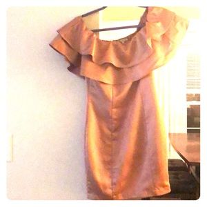 Pink off the shoulder mini dress